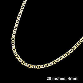 Gold Plated 20 Inch 4mm Mariner Metal Chain Necklace