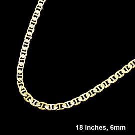 Gold Plated 18 Inch 6mm Mariner Metal Chain Necklace