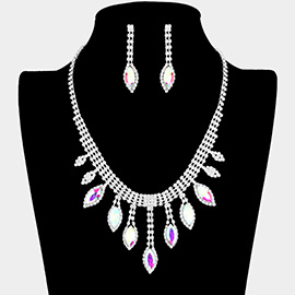 Marquise Stone Accented Rhinestone Necklace