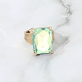 Emerald Cut Stone Adjustable Ring