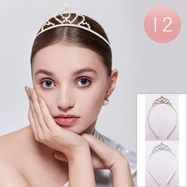 12PCS - Rhinestone Crown Headbands