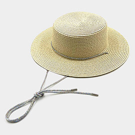 Bling Chin Tie Straw Sun Hat