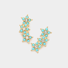 Rhinestone Embellished Triple Star Stud Earrings