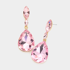 Double Marquise Stone Teardrop Link Dangle Evening Earrings