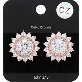 CZ Sunflower Stud Earrings