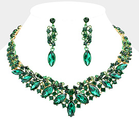 Marquise Stone Accented Evening Necklace