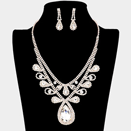 Teardrop Accented Rhinestone Necklace