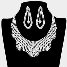 Wavy Rhinestone Pave Necklace