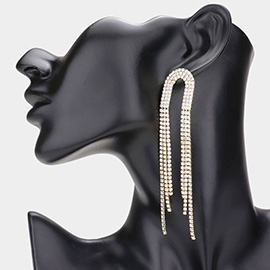 Curved Dropped Rhinestone Dangle Evening Earrings