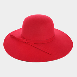 Ribbon Band Pointed Wide Brimmed Floppy Hat