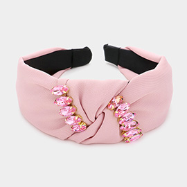 Marquise Stone Embellished Knot Burnout Headband