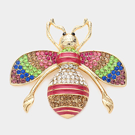 Rhinestone Embellished Honey Bee Pin Brooch