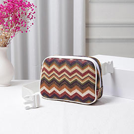 Zigzag Chevron Patterned Straw Sling Bag / Fanny Pack / Belt Bag