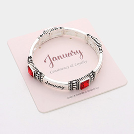 January - Birthstone Accented Stretch Bracelet