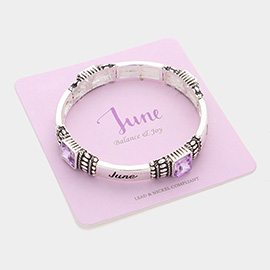 June - Birthstone Accented Stretch Bracelet