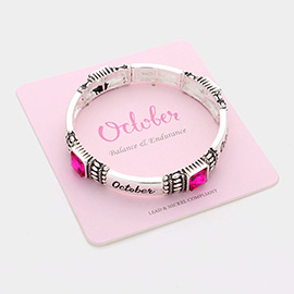 October - Birthstone Accented Stretch Bracelet