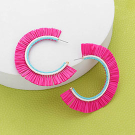 Raffia Trimmed Hoop Earrings