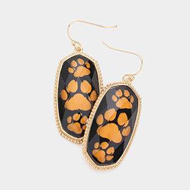 Game Day Triple Paw Pointed Hexagon Dangle Earrings