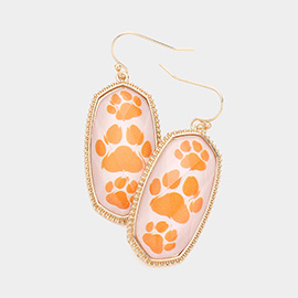 Game Day Triple Paw Pointed Hexagon Dangle Earrings