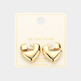 14K Gold Dipped Brass Metal Heart Earrings