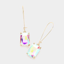 Emerald Cut Stone Dangle Evening Earrings