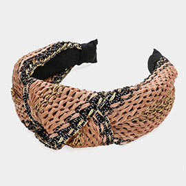 Braided Cord Raffia Knot Burnout Headband