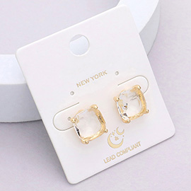 Cushion Square Stone Stud Evening Earrings