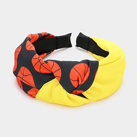 Game Day Basketball Patterned Knot Burnout Headband