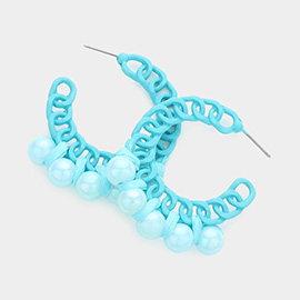 Hologram Ball Pointed Colored Chain Hoop Earrings