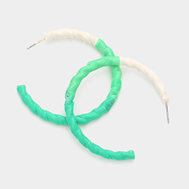 Raffia Wrapped Wavy Hoop Earrings