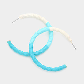 Raffia Wrapped Wavy Hoop Earrings