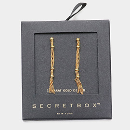 Secret Box _ 14K Gold Dipped Metal Chain Linear Dangle Earrings