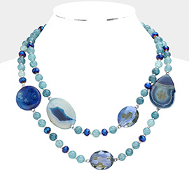 Geometric Bead Accented Double Layered Necklace