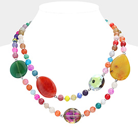 Geometric Bead Accented Double Layered Necklace