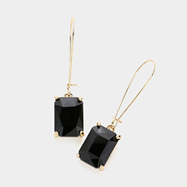 Emerald Cut Stone Dangle Evening Earrings