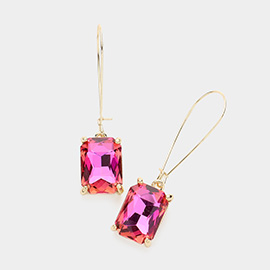 Emerald Cut Stone Dangle Evening Earrings