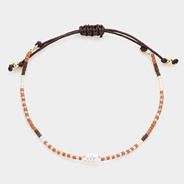 Pearl Accented Beaded Cinch Pull Tie Bracelet