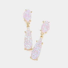 Geometric Druzy Link Dangle Earrings