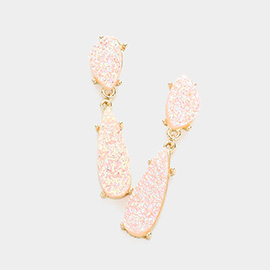 Geometric Druzy Link Dangle Earrings