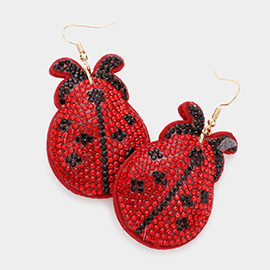 Felt Back Bling Ladybug Dangle Earrings