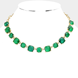 Cushion Square Stone Link Evening Necklace