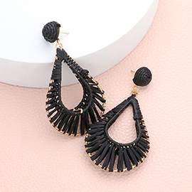 Raffia Wrapped Open Teardrop Dangle Earrings