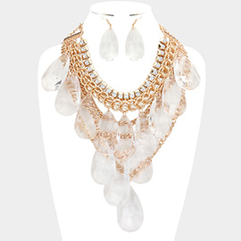 Lucite Teardrop Cluster Statement Necklace