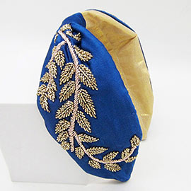 Beaded Leaf Cluster Knot Burnout Headband