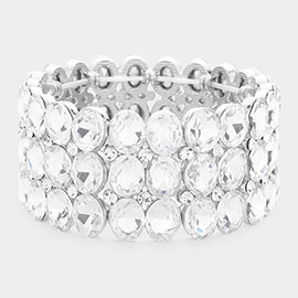 Oval Stone Cluster Stretch Evening Bracelet