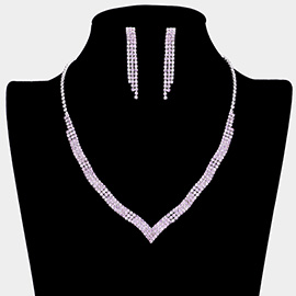 Rhinestone Pave V Shaped Necklace