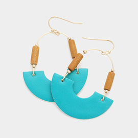 Faux Leather Accented Link Dangle Earrings