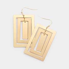 Triple Metal Rectangle Link Dangle Earrings