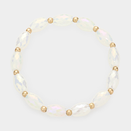 Faceted Oval Beaded Stretch Bracelet