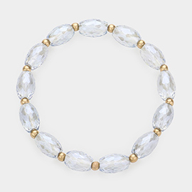 Faceted Oval Beaded Stretch Bracelet